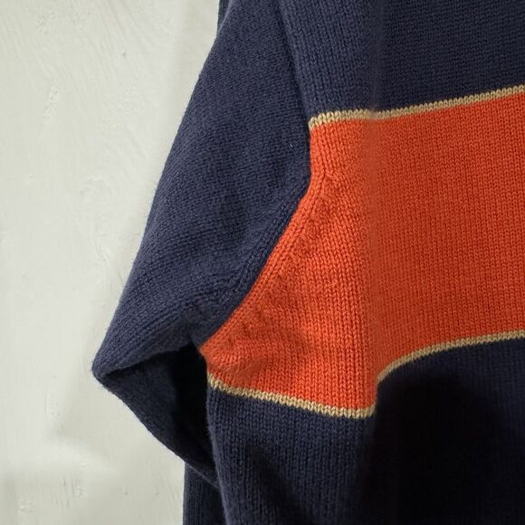 Tommy Hilfiger Sweater Tommy Spell Out On Chest Mens Size Large Orange Blue - Picture 7 of 7